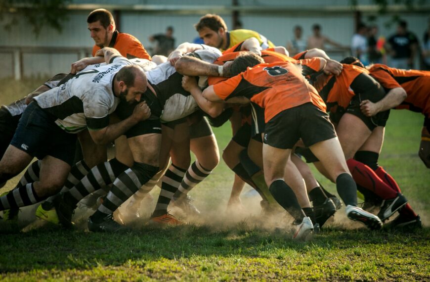 men playing football